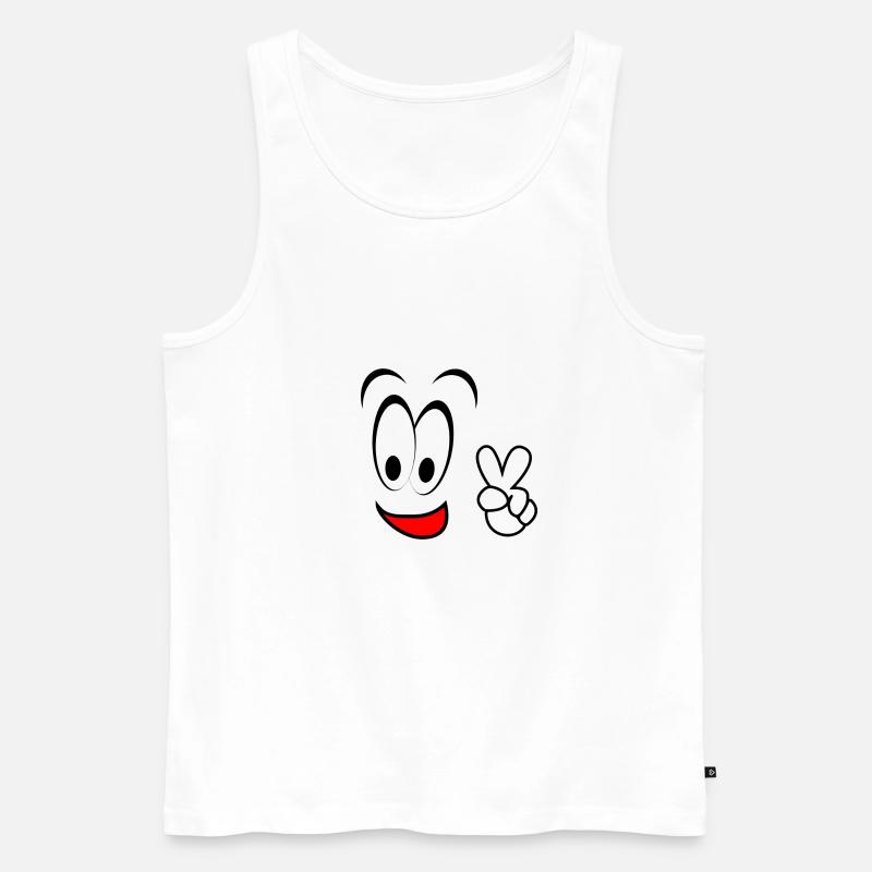 Gesicht lustig Peace - Männer Premium Bio Tank Top - Weiß