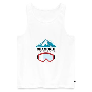 Cadeau de sports d'hiver des montagnes de Chamonix France - Débardeur bio Premium Homme - blanc - Devant - Michal (187cm)