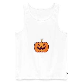Kürbis - Männer Premium Bio Tank Top - Weiß - Vorne - Michal (187cm)