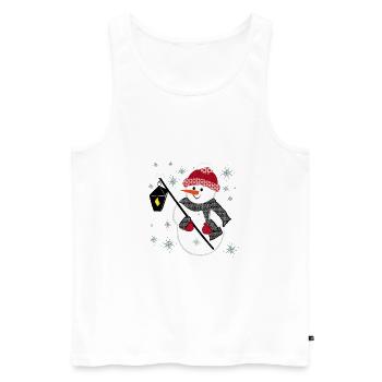 Bonhomme de neige motif de Noël - Débardeur bio Premium Homme - blanc - Devant - AI Model Male 178 light (178cm)