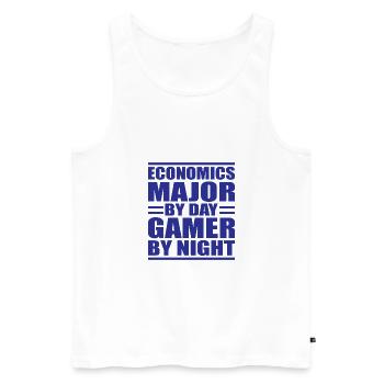 Économie majeure par joueur de jour par cadeau de nuit - Débardeur bio Premium Homme - blanc - Devant - Michal (187cm)