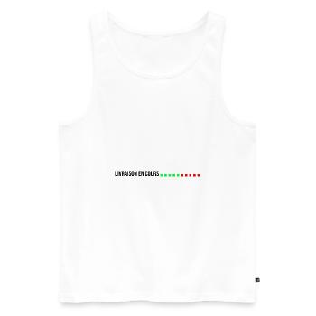 livraison en cours la poste facteur - Débardeur bio Premium Homme - blanc - Devant - AI Model Male 178 light (178cm)