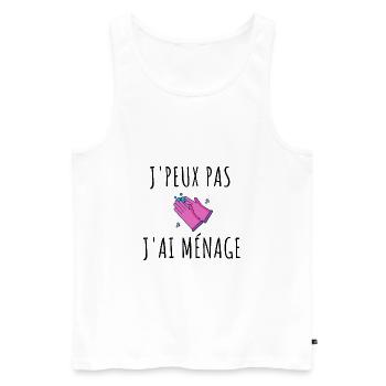 T shirt J'peux pas j'ai ménage femme cadeau - Débardeur bio Premium Homme - blanc - Devant - Michal (187cm)