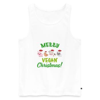 Merry vegan christmas Party Geschenk Veganer - Männer Premium Bio Tank Top - Weiß - Vorne - Michal (187cm)