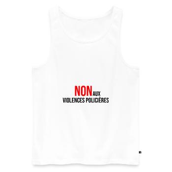 non aux violences policières - Débardeur bio Premium Homme - blanc - Devant - AI Model Male 178 light (178cm)