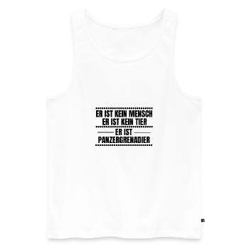 Er ist kein mensch kein tier ist Panzergrenadier - Männer Premium Bio Tank Top - Weiß - Vorne - AI Model Male 178 light (178cm)