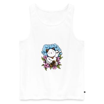 Maneki Neko! - Men's Premium Organic Tank Top - white - Front - AI Model Male 178 light (178cm)
