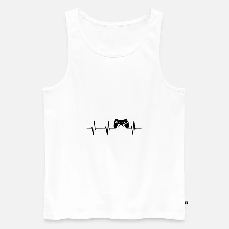 Gaming Controller Herzschlag - Männer Premium Bio Tank Top - Weiß
