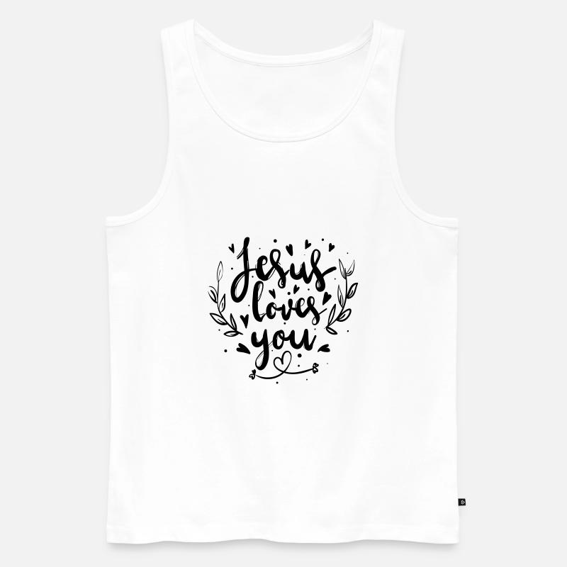 Jesus liebt dich - Männer Premium Bio Tank Top - Weiß