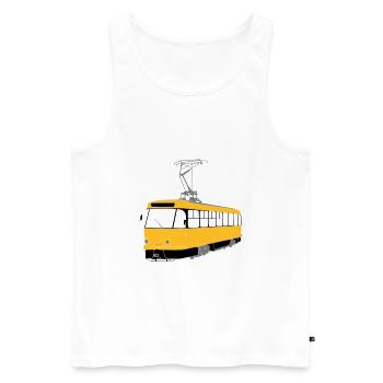 Dresdner Straßenbahn - Männer Premium Bio Tank Top - Weiß - Vorne - Michal (187cm)