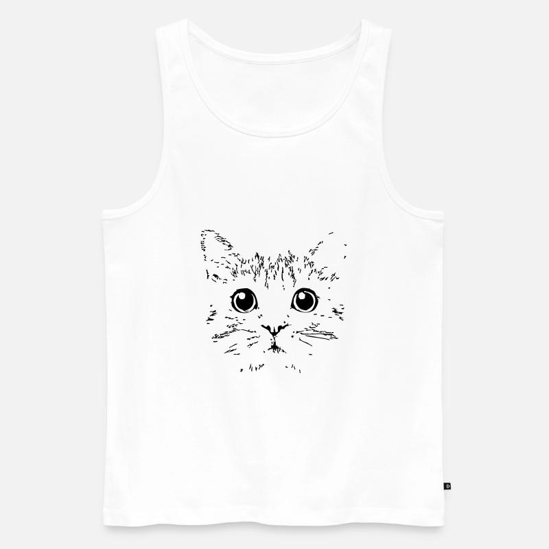 Kopf einer Katze - Männer Premium Bio Tank Top - Weiß