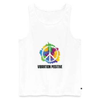 T-shirt vibration positive. - Débardeur bio Premium Homme - blanc - Devant - AI Model Male 178 light (178cm)