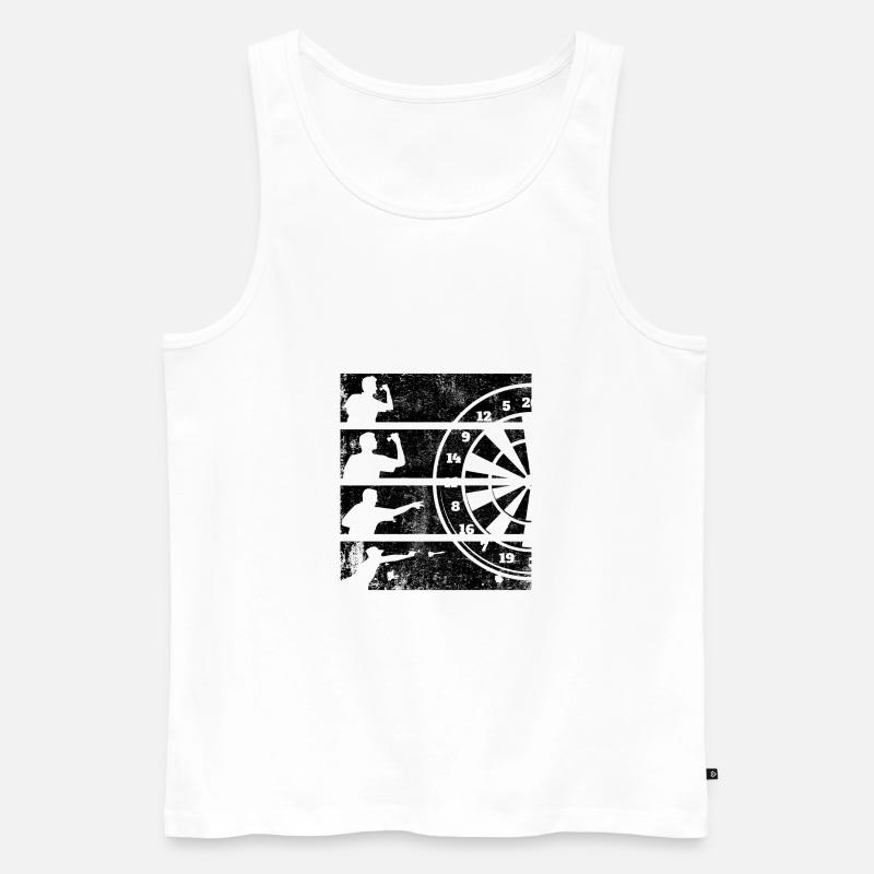 Geschenk Spruch Darts Wurfspieß - Männer Premium Bio Tank Top - Weiß