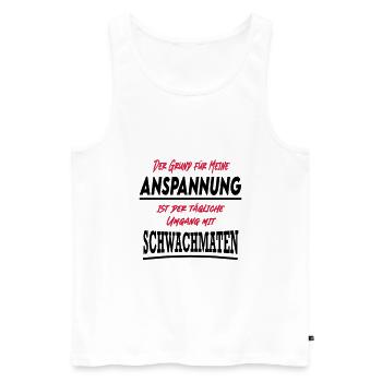 Sprüche Umgang Schwachmat - Männer Premium Bio Tank Top - Weiß - Vorne - Michal (187cm)