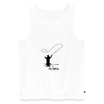 Fly fishing Geschenk Angelausflug Angeltag - Männer Premium Bio Tank Top - Weiß - Vorne - AI Model Male 178 light (178cm)