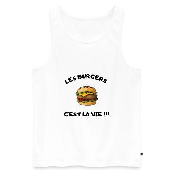 les burgers c'est la vie !!! - Débardeur bio Premium Homme - blanc - Devant - Michal (187cm)
