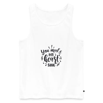 Tu fais chanter mon cœur - Débardeur bio Premium Homme - blanc - Devant - Michal (187cm)
