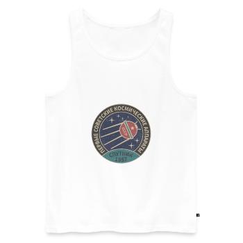 Spoutnik cadeau Russie astronaute spatial - Débardeur bio Premium Homme - blanc - Devant - AI Model Male 178 light (178cm)