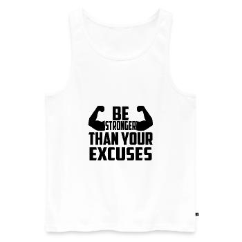 Soyez plus fort que vos excuses - Débardeur bio Premium Homme - blanc - Devant - AI Model Male 178 light (178cm)