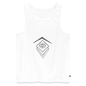 Illustration cool d’Illuminati - Débardeur bio Premium Homme - blanc - Devant - AI Model Male 178 light (178cm)