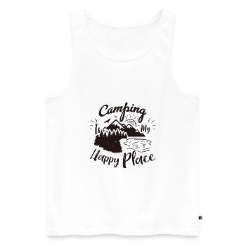 Le camping est mon endroit heureux - Débardeur bio Premium Homme - blanc - Devant - AI Model Male 178 light (178cm)