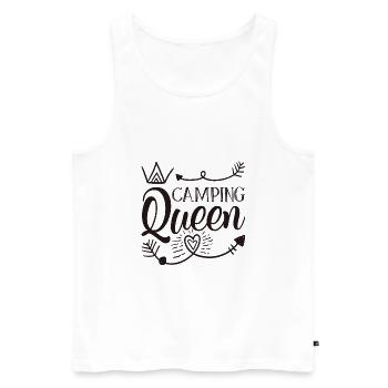Camping Queen - Débardeur bio Premium Homme - blanc - Devant - AI Model Male 178 light (178cm)