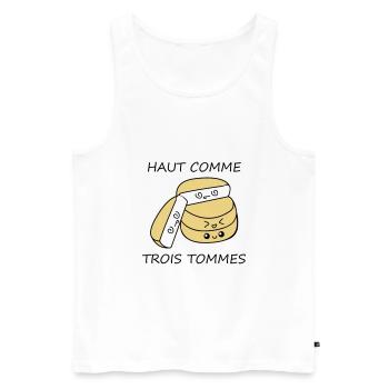 Haut comme trois tommes - Débardeur bio Premium Homme - blanc - Devant - AI Model Male 178 light (178cm)