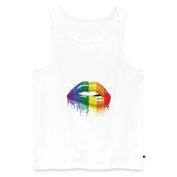 LGBTQ LIPS - Männer Premium Bio Tank Top - Weiß - Vorne - Michal (187cm)