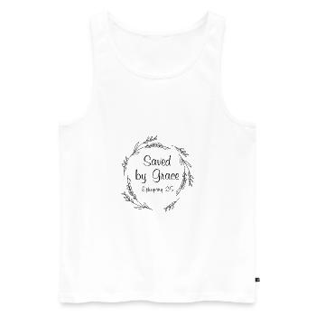 Saved by Grace Jesus Faith Don Foi - Débardeur bio Premium Homme - blanc - Devant - AI Model Male 178 light (178cm)