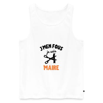 J'men fou je suis maire - Débardeur bio Premium Homme - blanc - Devant - Michal (187cm)