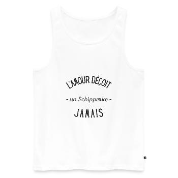 L'amour déçoit un Schipperke jamais - Débardeur bio Premium Homme - blanc - Devant - Michal (187cm)