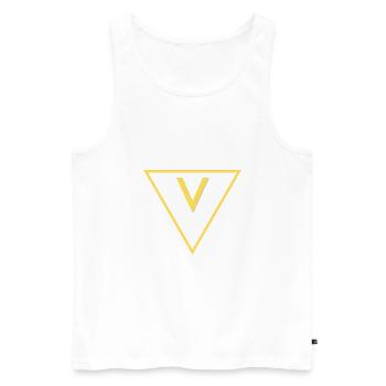 V - Männer Premium Bio Tank Top - Weiß - Vorne - Michal (187cm)