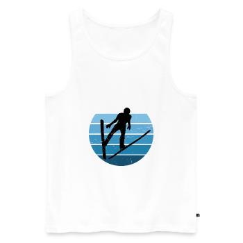 Saut à ski Saut à ski Ski jumper Sports d’hiver Vol à ski Fra - Débardeur bio Premium Homme - blanc - Devant - Michal (187cm)