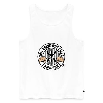 Entweder mutig oder frei. Amazigh. - Männer Premium Bio Tank Top - Weiß - Vorne - AI Model Male 178 light (178cm)