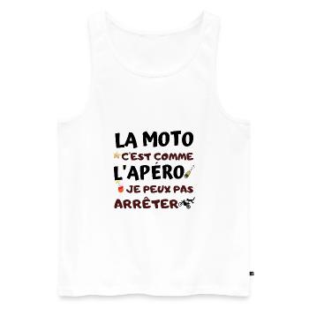 Moto et Apéro - Débardeur bio Premium Homme - blanc - Devant - Michal (187cm)
