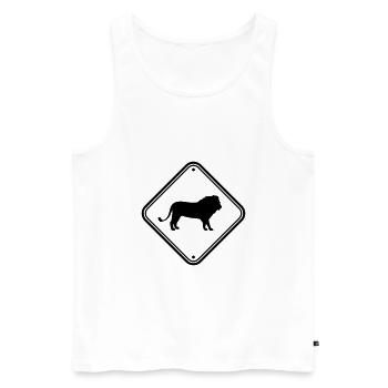 Shield Caution Lion - Men's Premium Organic Tank Top - white - Front - AI Model Male 178 light (178cm)