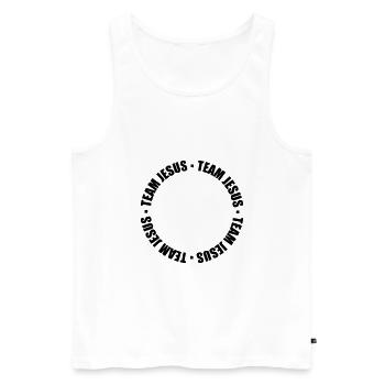 Ring Text Jesus - Männer Premium Bio Tank Top - Weiß - Vorne - AI Model Male 178 light (178cm)