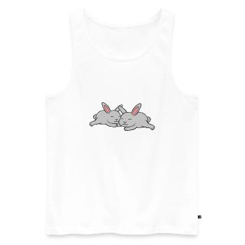 2 lapins amoureux - Débardeur bio Premium Homme - blanc - Devant - Michal (187cm)