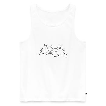 Couple de lapins amoureux - Débardeur bio Premium Homme - blanc - Devant - Michal (187cm)