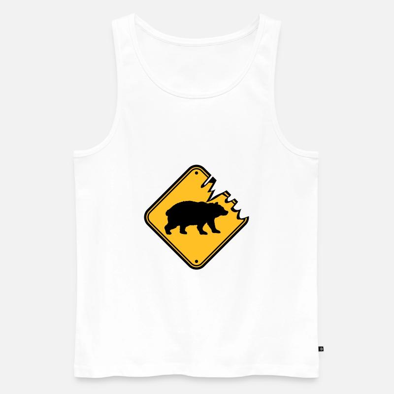 Schild Bär Lebensgefahr - Männer Premium Bio Tank Top - Weiß
