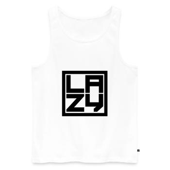 Schild Lazy Viereck - Männer Premium Bio Tank Top - Weiß - Vorne - AI Model Male 178 light (178cm)