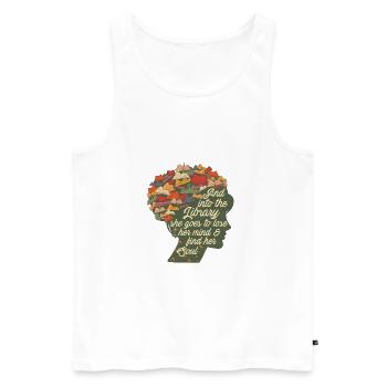 Und in die Bibliothek - Männer Premium Bio Tank Top - Weiß - Vorne - Michal (187cm)