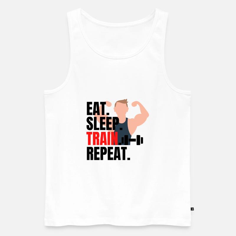 eat sleep, train repeat - Männer Premium Bio Tank Top - Weiß