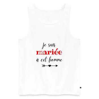t shirt duo jeune mariée - Débardeur bio Premium Homme - blanc - Devant - AI Model Male 178 light (178cm)
