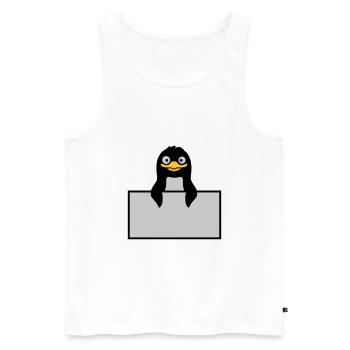 Alberner Penguin derrière Schild - Débardeur bio Premium Homme - blanc - Devant - AI Model Male 178 light (178cm)