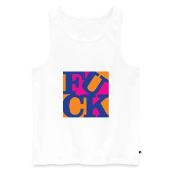 F**K WordPlay art original 6 - Débardeur bio Premium Homme - blanc - Devant - AI Model Male 178 light (178cm)