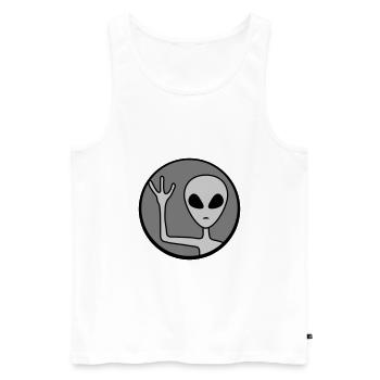Rund Alien winkt freundlich - Männer Premium Bio Tank Top - Weiß - Vorne - Michal (187cm)