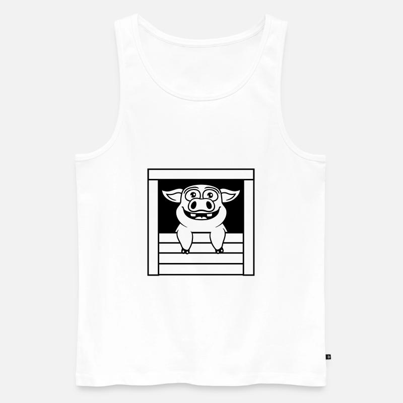 Happy Stable Pig Comic - Débardeur bio Premium Homme - blanc