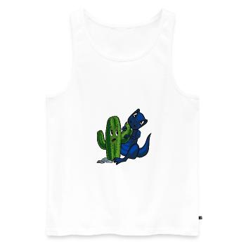 Dino und Kaktus - Männer Premium Bio Tank Top - Weiß - Vorne - Michal (187cm)