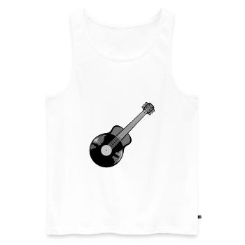 Guitariste vinyle jouant de la guitare - Débardeur bio Premium Homme - blanc - Devant - Michal (187cm)